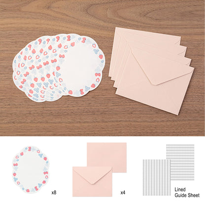 Midori Letterpress Die Cut Letter Set - Strawberry - Mini Letter Writing Sets