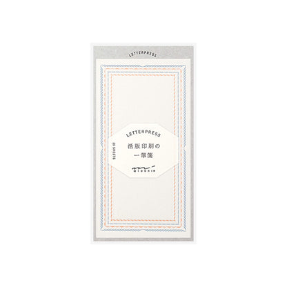 Midori Letterpress Ippitusen Note Paper - Frame Blue - Ippitsusen