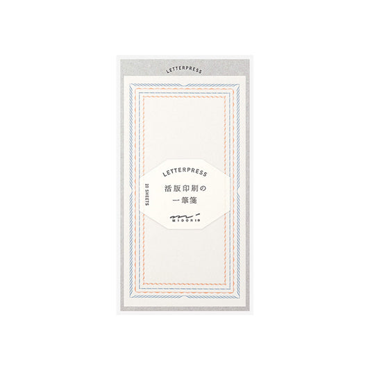 Midori Letterpress Ippitusen Note Paper - Frame Blue - Ippitsusen