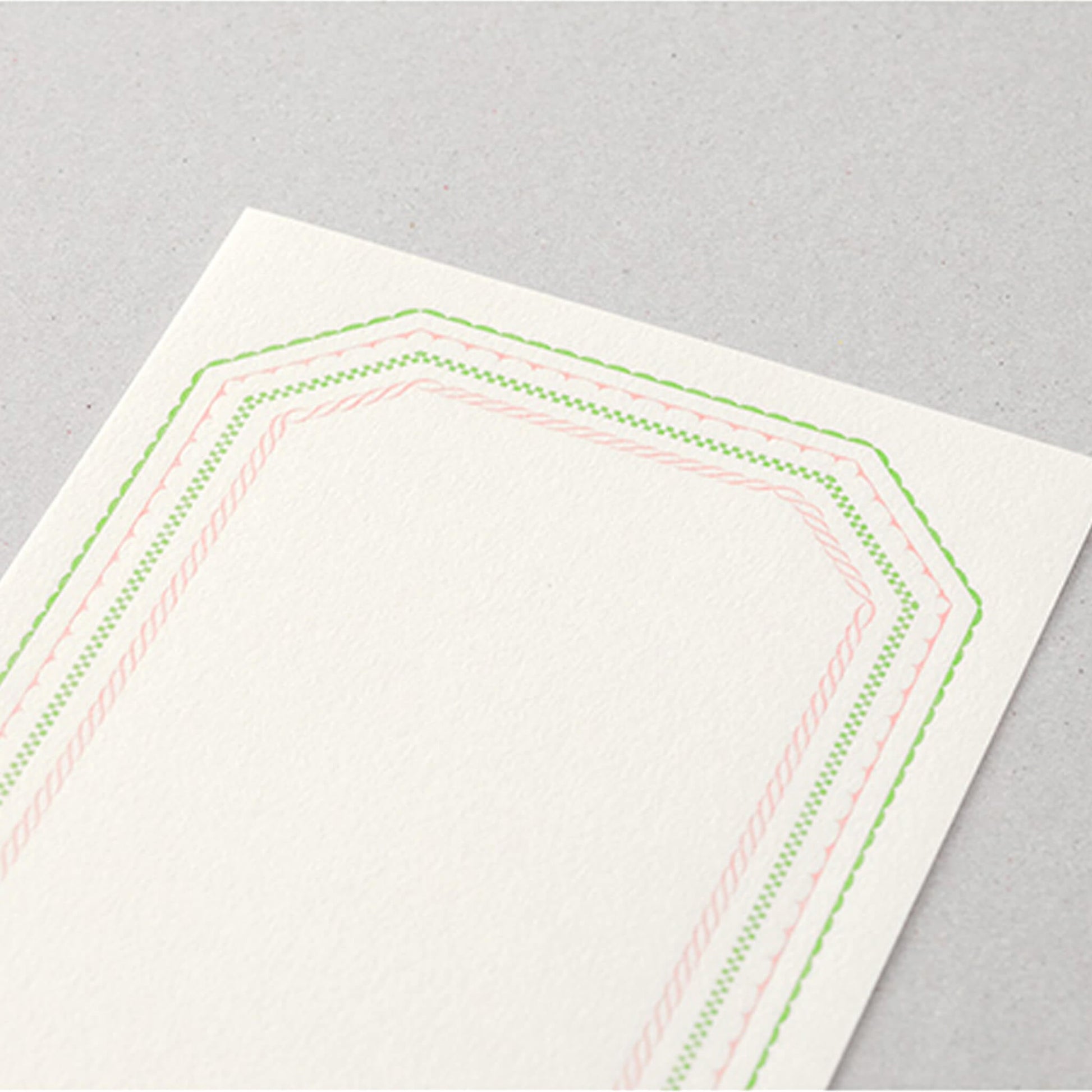 Midori Letterpress Ippitusen Note Paper - Frame Pink - Ippitsusen