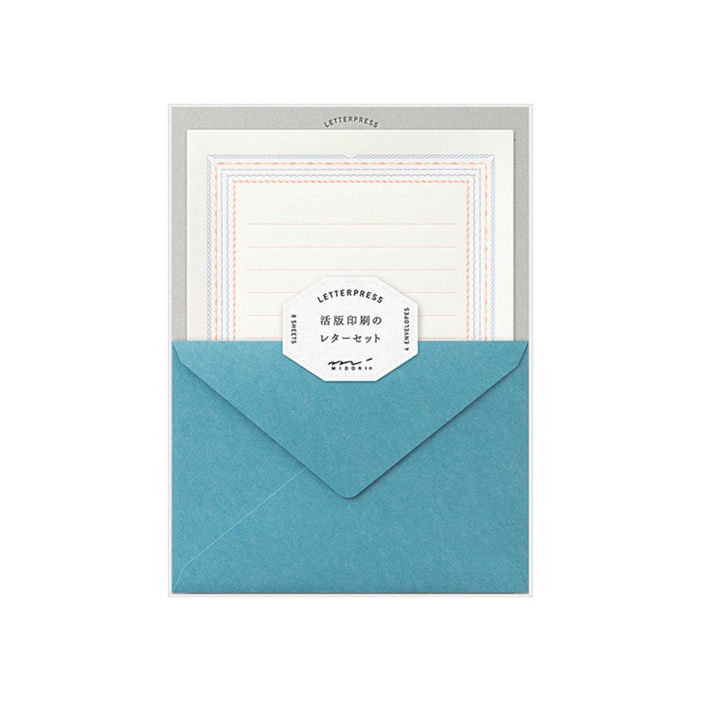 Midori Letterpress Letter Set - Frame Blue - Letter Writing Sets