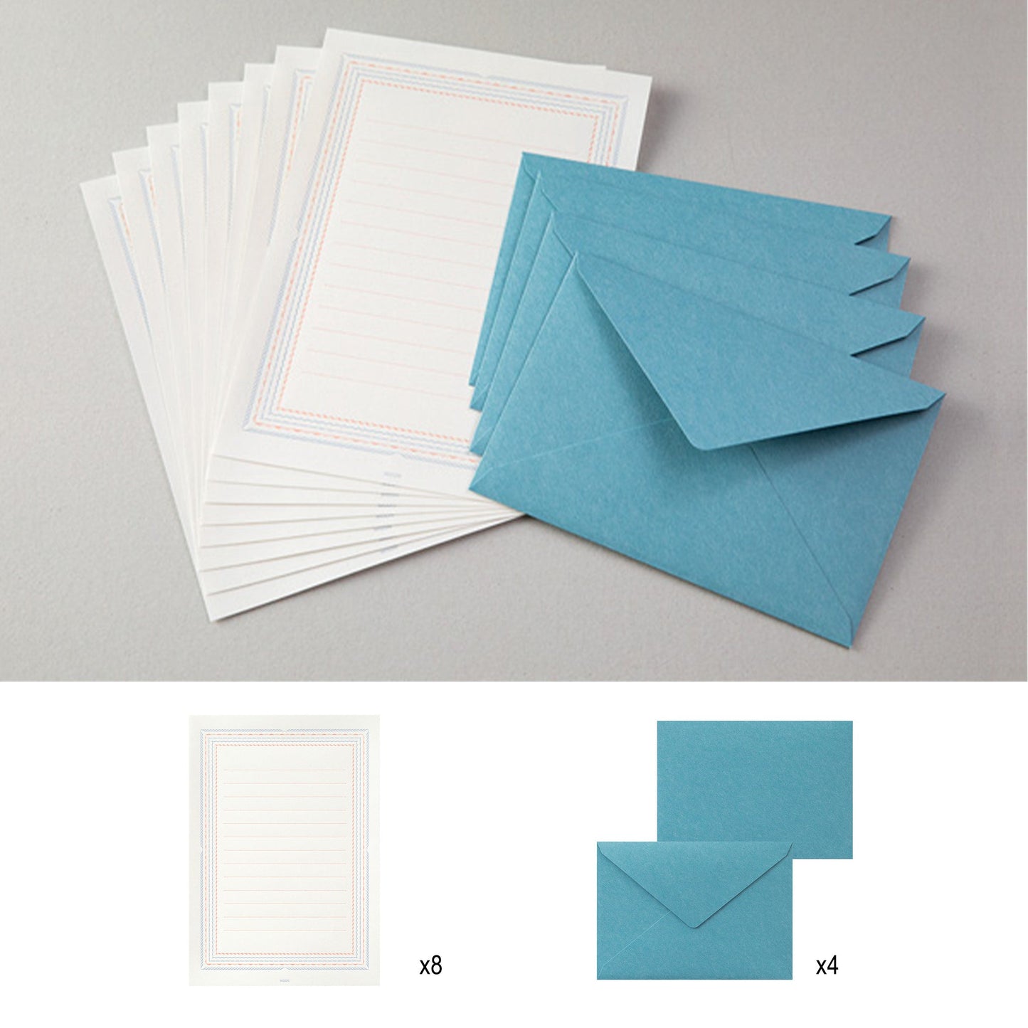 Midori Letterpress Letter Set - Frame Blue - Letter Writing Sets