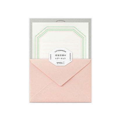 Midori Letterpress Letter Set - Frame Pink - Letter Writing Sets