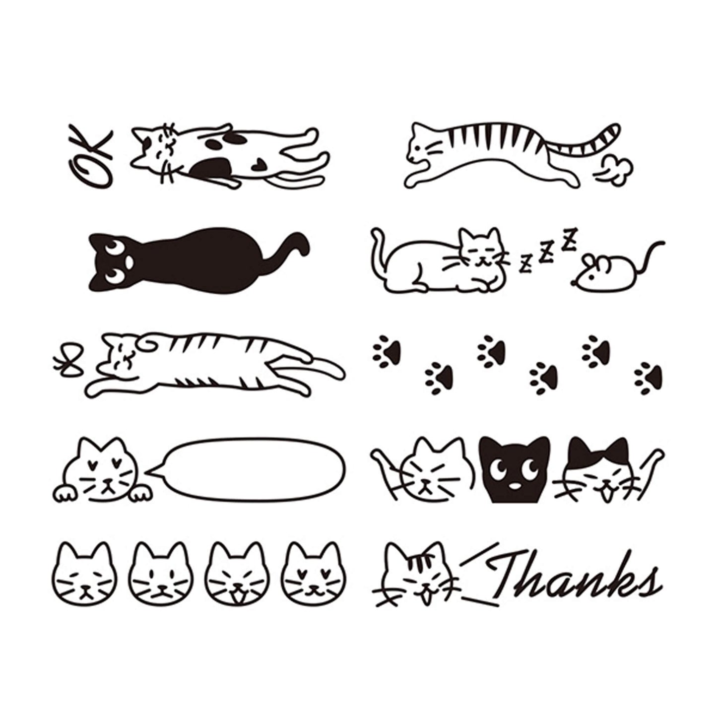 Midori Paintable Rotating Stamp - Cat - Rotary Stamps