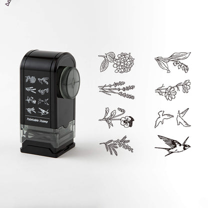 Midori Paintable Rotating Stamp Dial - Flower & Bird - Rotary Stamps