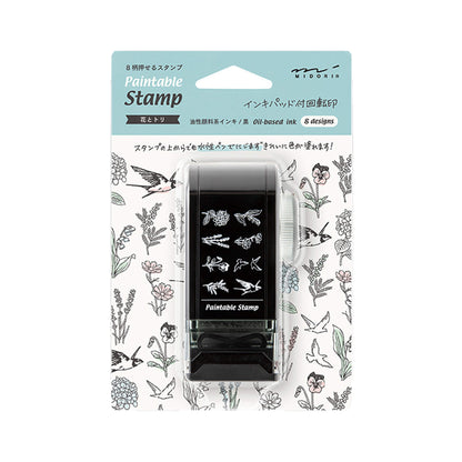 Midori Paintable Rotating Stamp Dial - Flower & Bird - Rotary Stamps