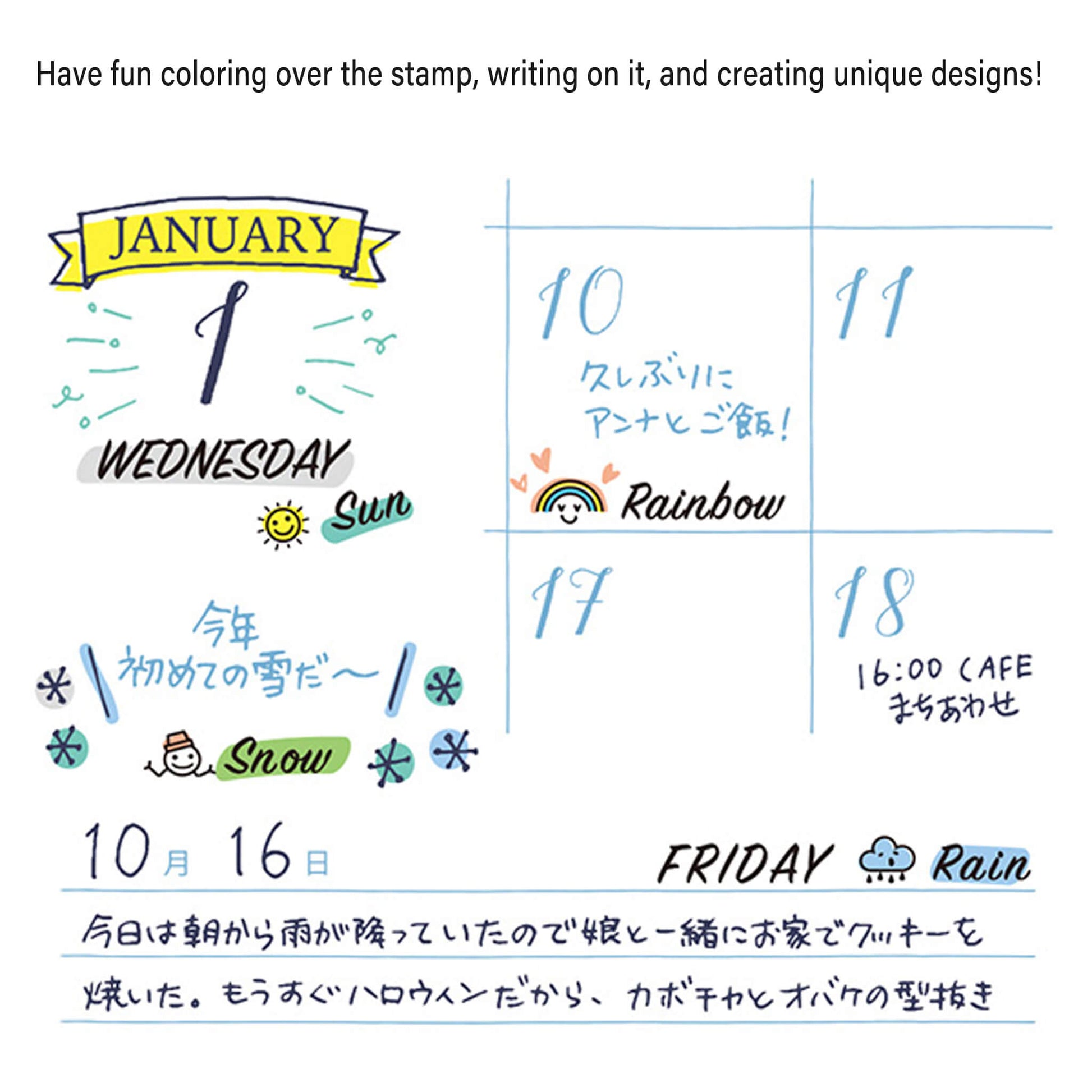 Midori Paintable Rotating Stamp - Weeks & Weather - Rotary Stamps