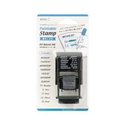 Midori Paintable Rotating Stamp - Weeks & Weather - Rotary Stamps