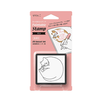 Midori Paintable Stamp Pre - inked - Cat - Pre - inked Stamps