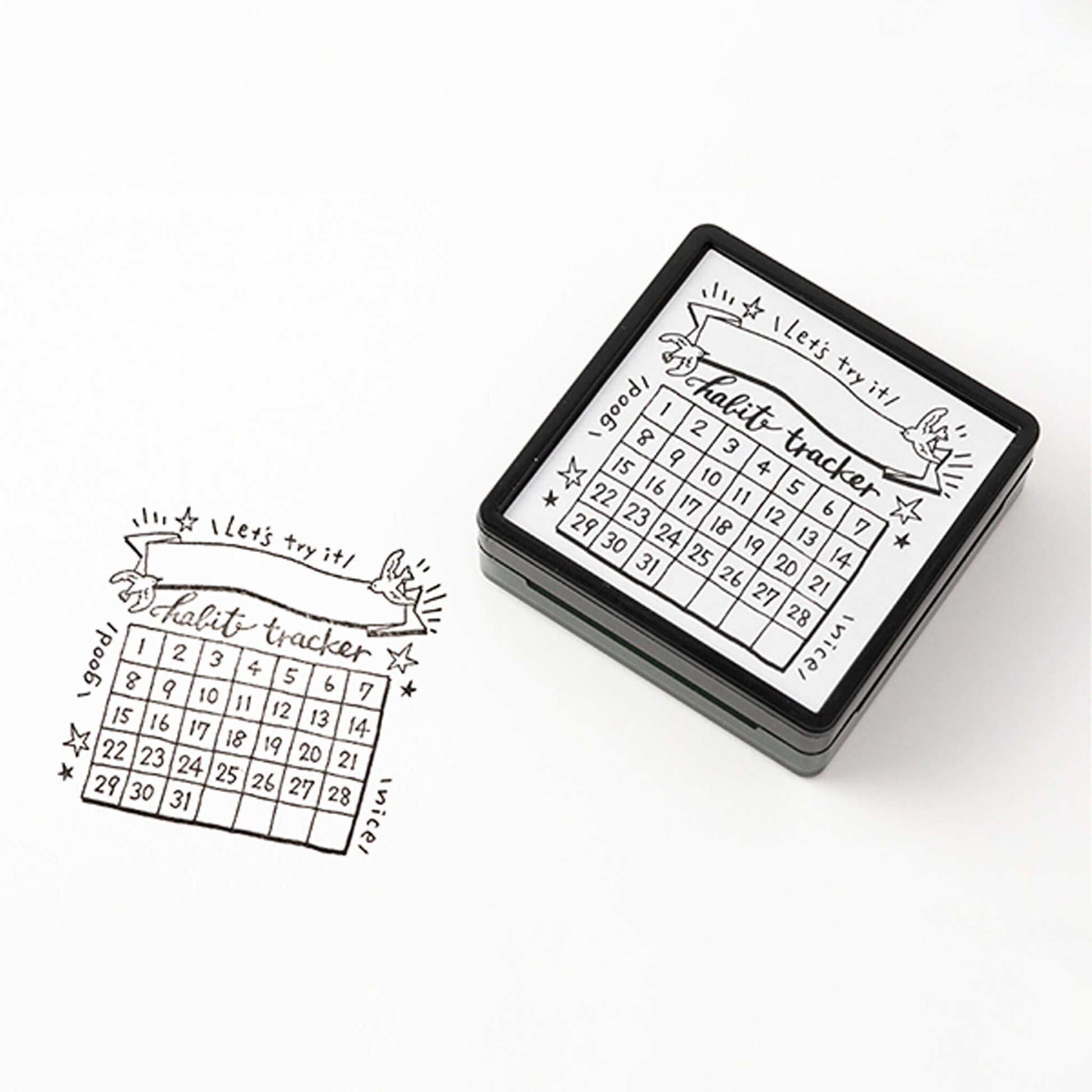 Midori Paintable Stamp Pre - inked - Habit Tracker - Pre - inked Stamps