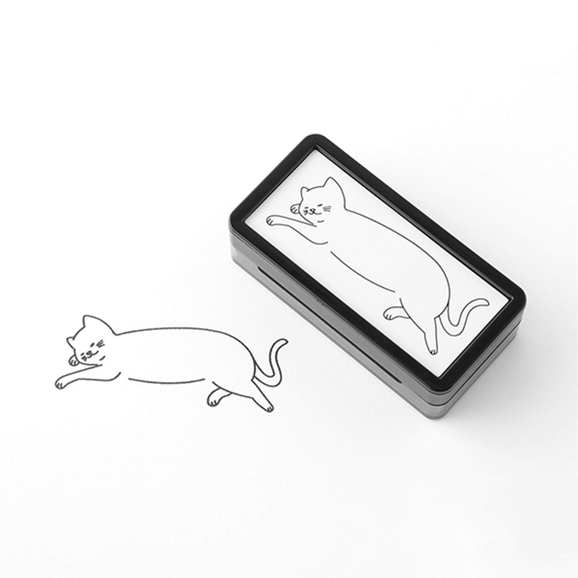 Midori Paintable Stamp Pre - inked Half Size - Cat - Pre - inked Stamps