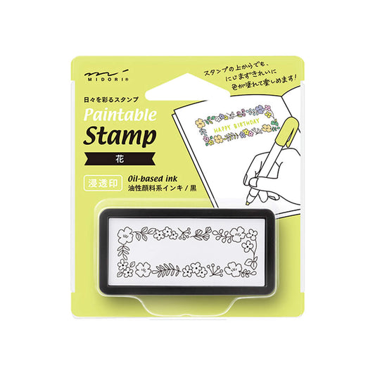 Midori Paintable Stamp Pre - inked Half Size - Flower - Pre - inked Stamps