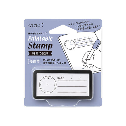 Midori Paintable Stamp Pre - inked Half Size - Time Record - Pre - inked Stamps