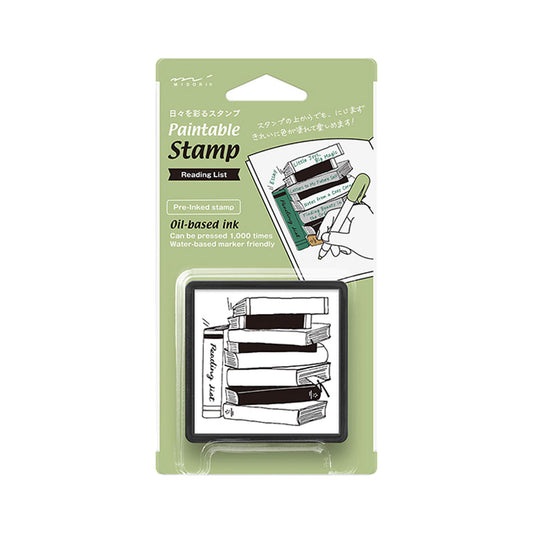 Midori Paintable Stamp Pre - inked - Reading List - Pre - inked Stamps