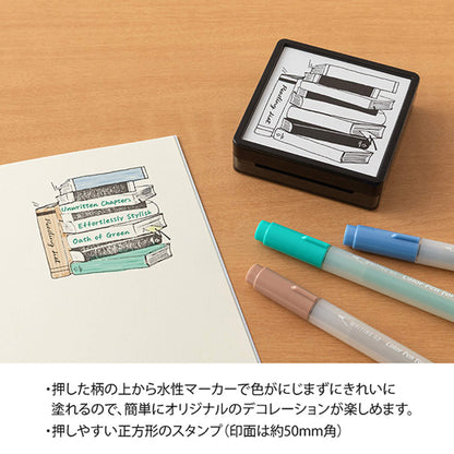 Midori Paintable Stamp Pre - inked - Reading List - Pre - inked Stamps