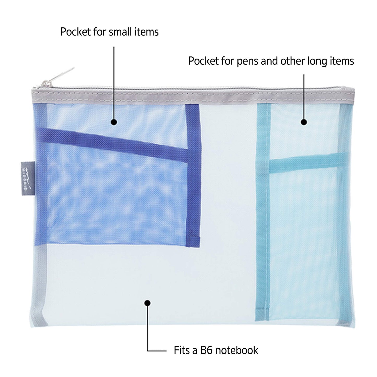 Midori Pen & Tool Pouch Mesh - Gray - Pen Cases