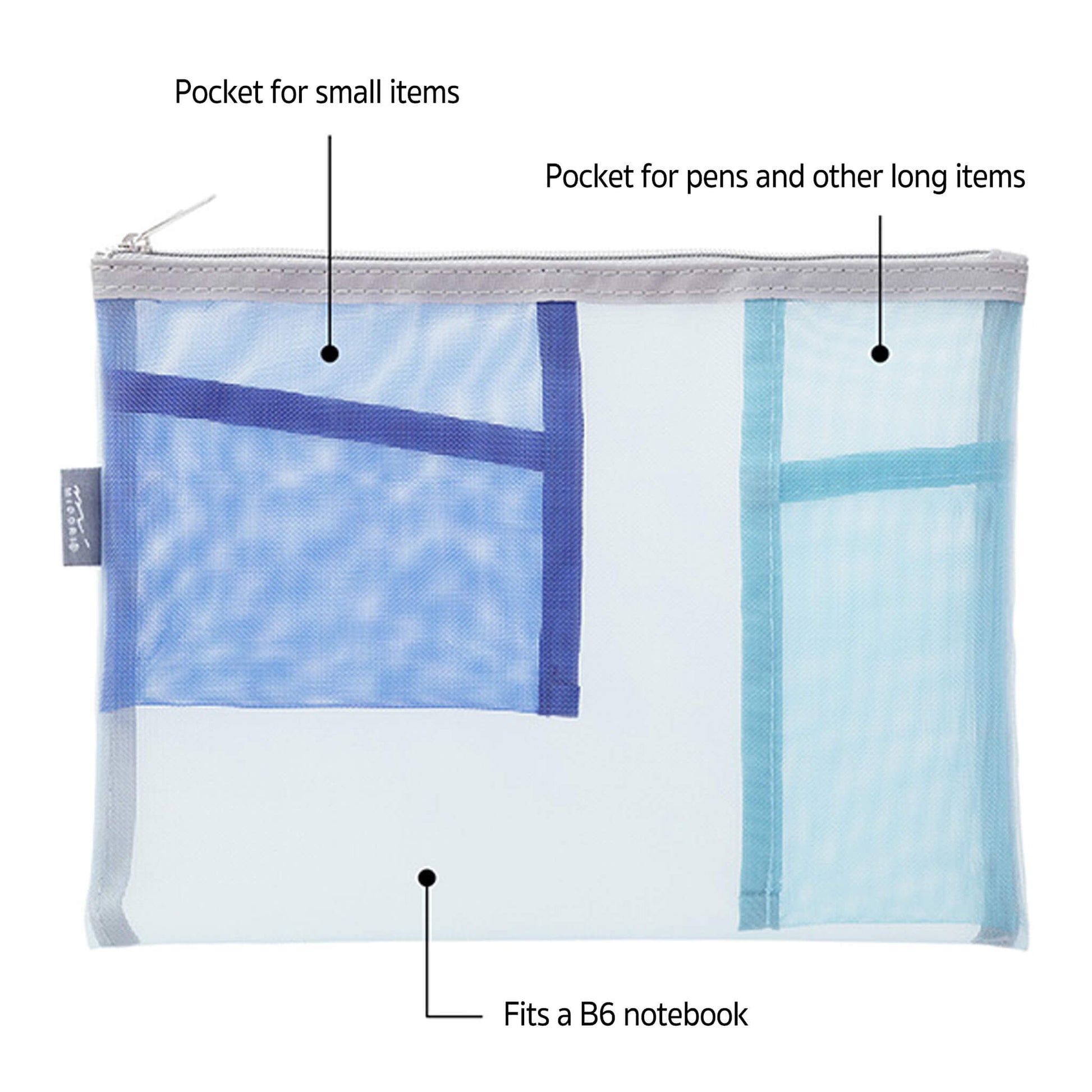 Midori Pen & Tool Pouch Mesh - Gray - Pen Cases