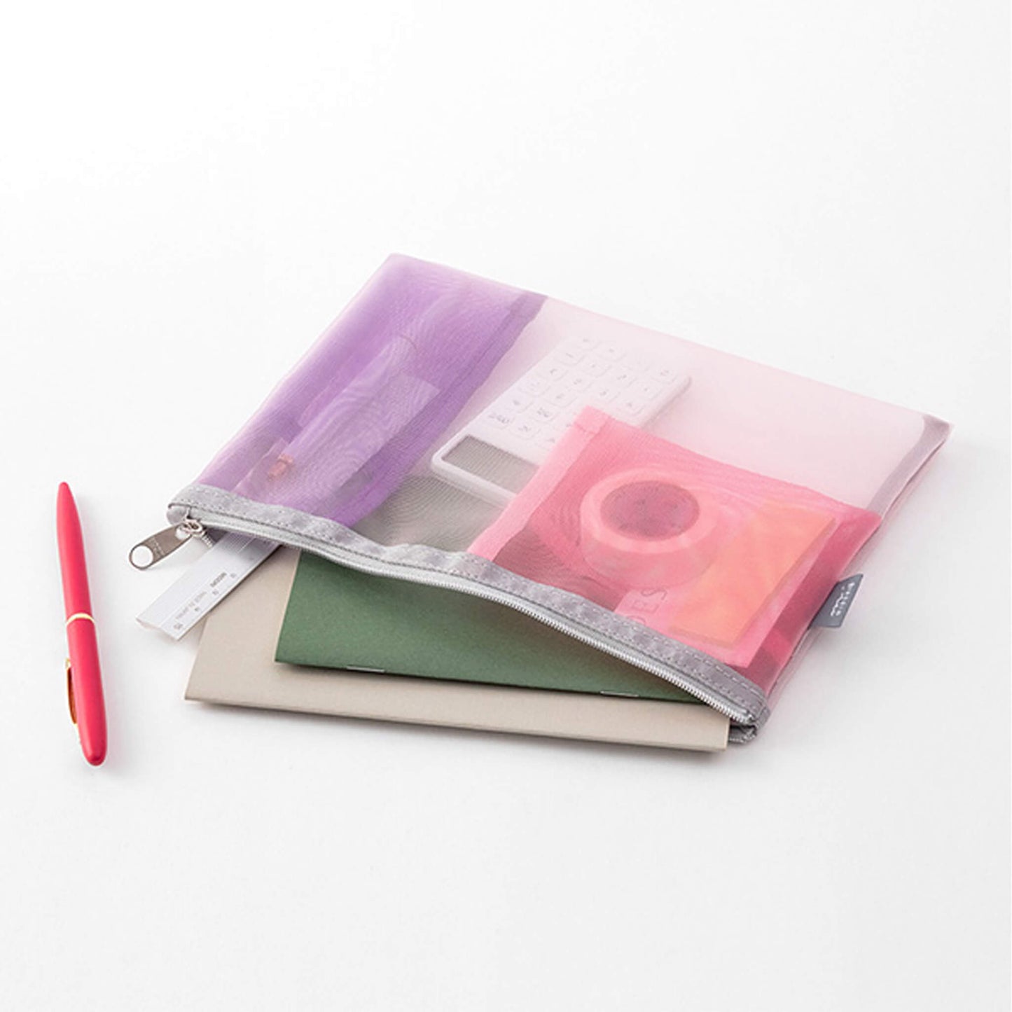 Midori Pen & Tool Pouch Mesh - Pink - Pen Cases