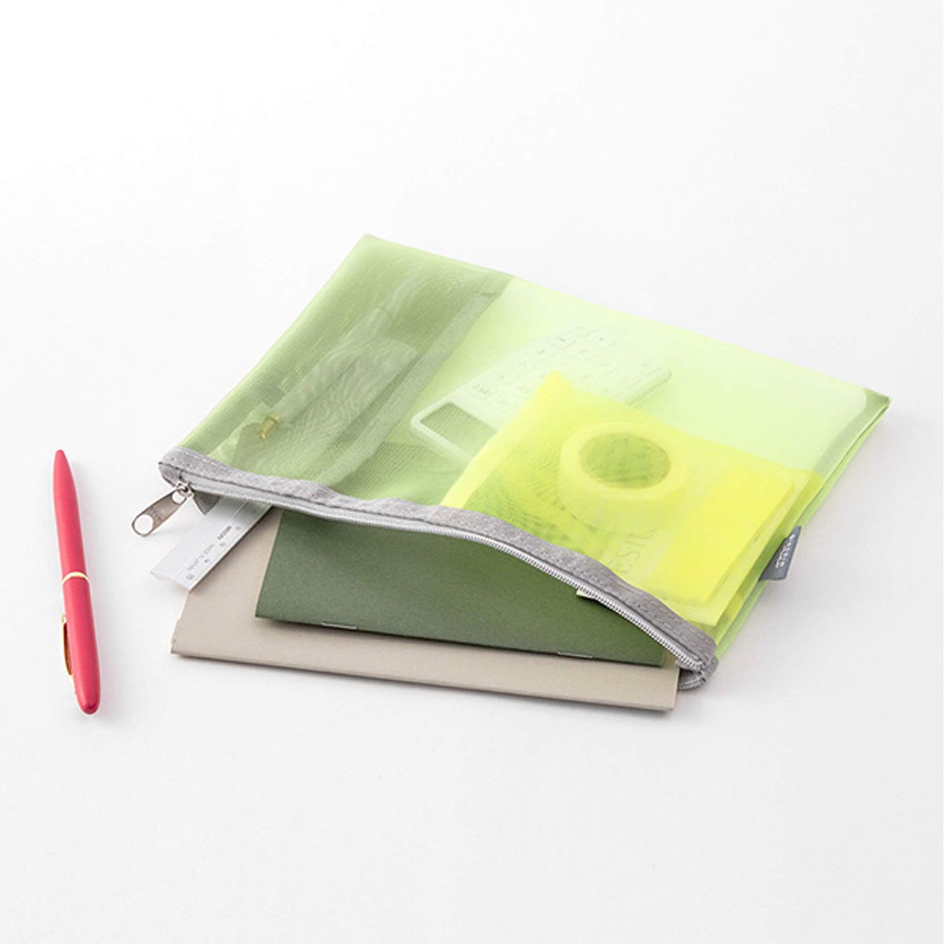 Midori Pen & Tool Pouch Mesh - Yellow Green - Pen Cases