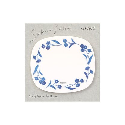 Midori Sticky Notes Transparent Series - Blue Flora - Sticky Notes