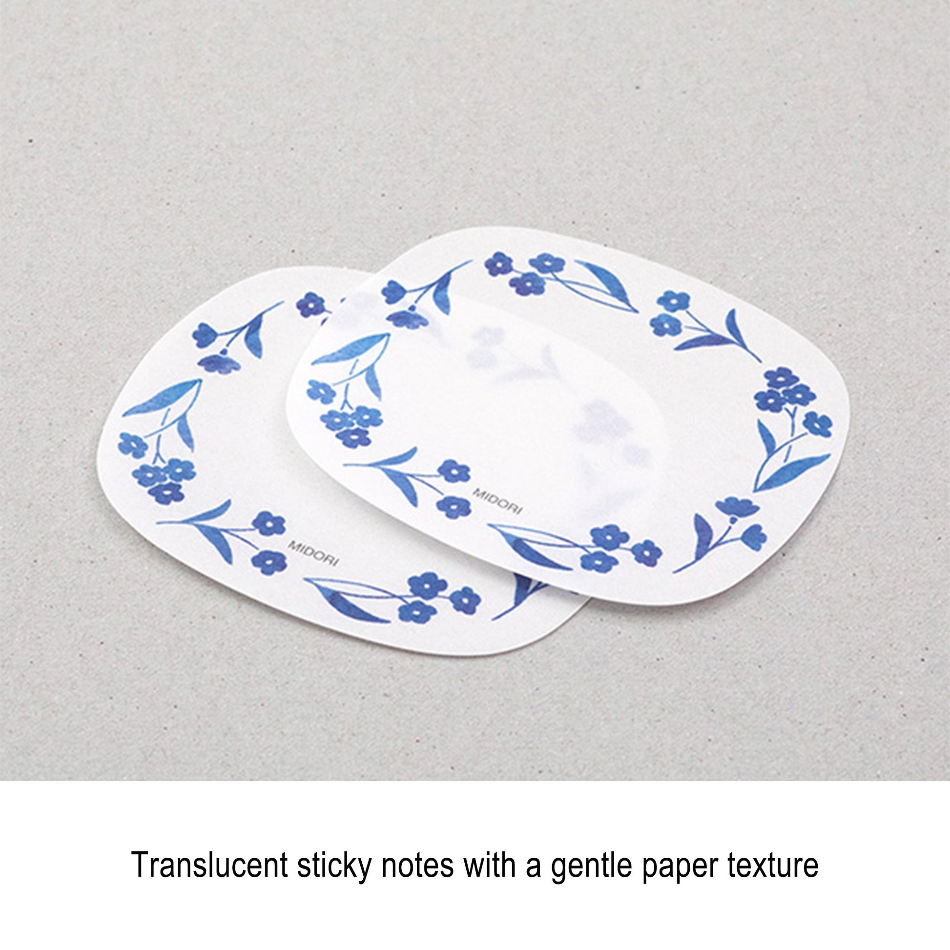 Midori Sticky Notes Transparent Series - Blue Flora - Sticky Notes