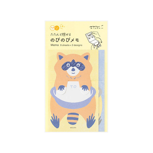 Midori Stretch & Fold Memo Pad Raccoon - Memo Pads