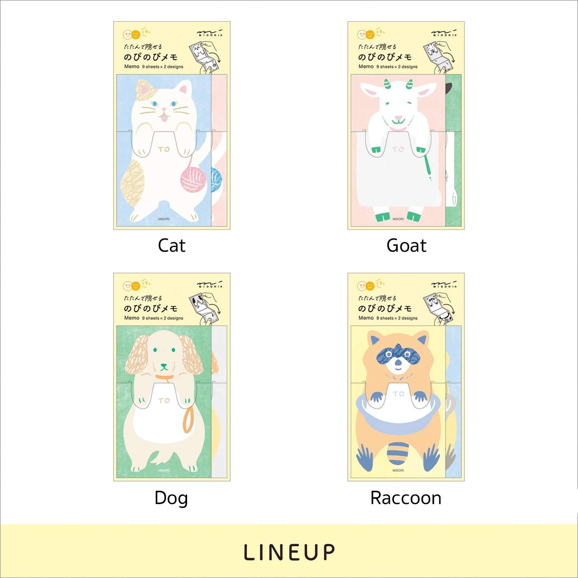Midori Stretch & Fold Memo Pad Raccoon - Memo Pads