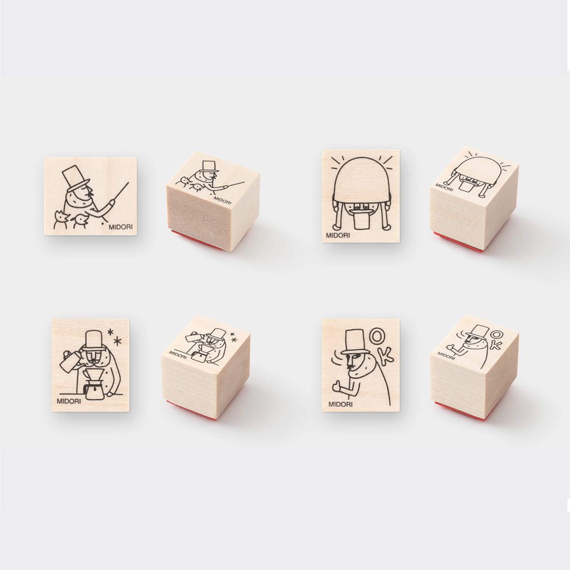 Midori Wooden Stamp Ojisan 30th Anniversary - Pattern B - Wooden Stamps