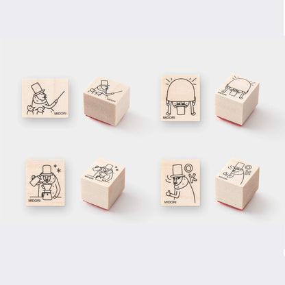 Midori Wooden Stamp Ojisan 30th Anniversary - Pattern D - Wooden Stamps