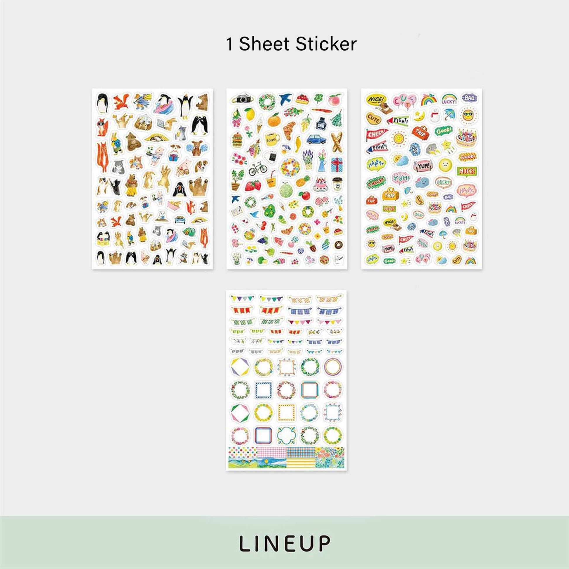 Midori Yuru Log 1 Sheet Sticker Animal - Sticker Sheets