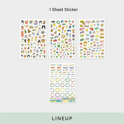 Midori Yuru Log 1 Sheet Sticker Animal - Sticker Sheets