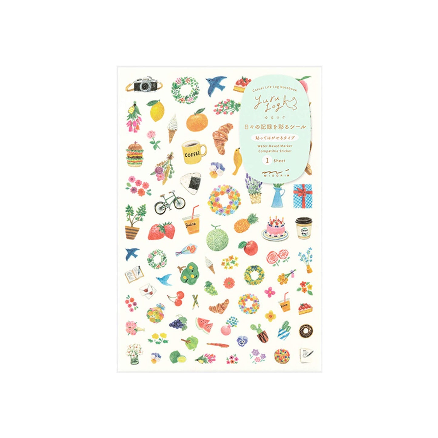 Midori Yuru Log 1 Sheet Sticker Motif - Sticker Sheets