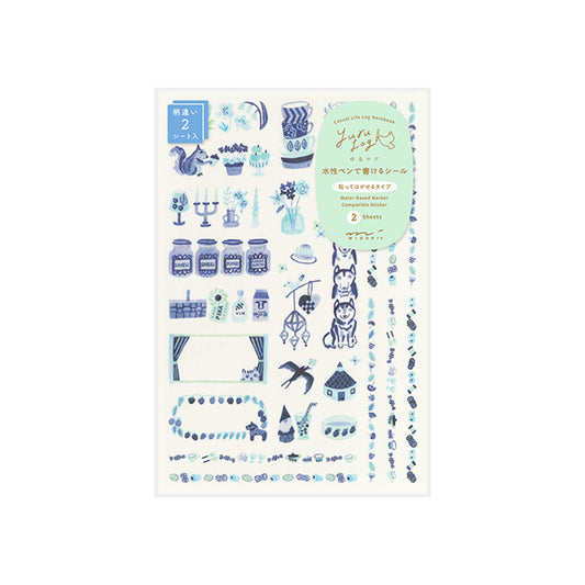 Midori Yuru Log 2 - Sheet Sticker Blue Nordic - Sticker Sheets