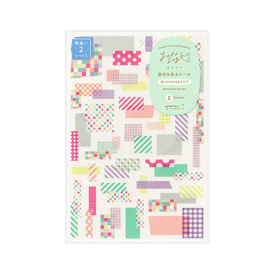 Midori Yuru Log 2 - Sheet Sticker Collage Washi Tape - Sticker Sheets
