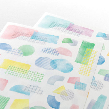 Midori Yuru Log 2 - Sheet Sticker Collage Watercolor Motif - Sticker Sheets