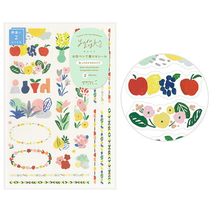 Midori Yuru Log 2 - Sheet Sticker Motif Textile - Sticker Sheets