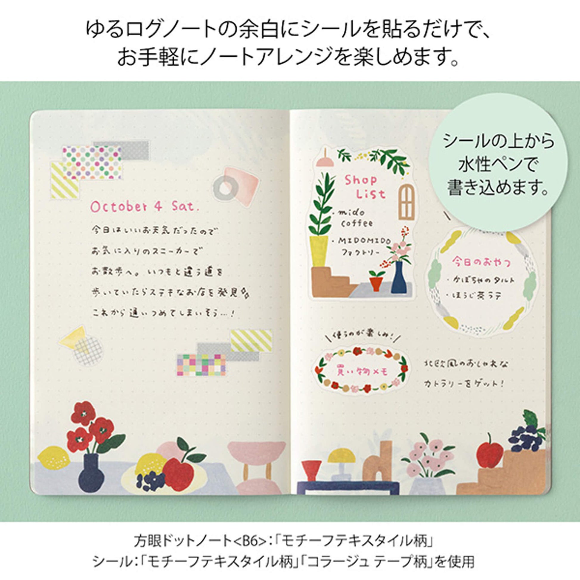 Midori Yuru Log 2 - Sheet Sticker Motif Textile - Sticker Sheets