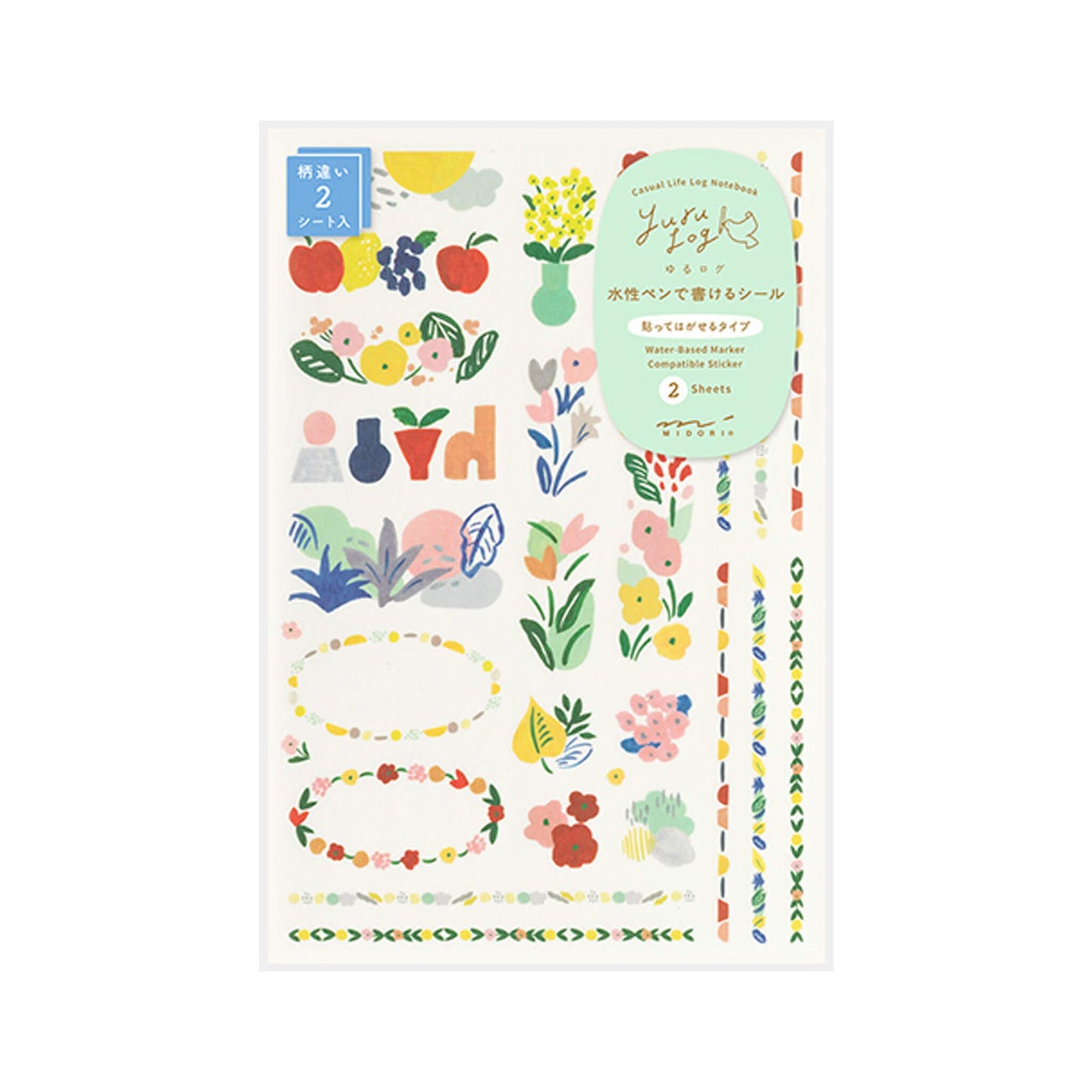 Midori Yuru Log 2 - Sheet Sticker Motif Textile - Sticker Sheets