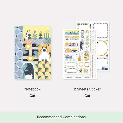 Midori Yuru Log 2 Sheets Sticker Cat - Sticker Sheets