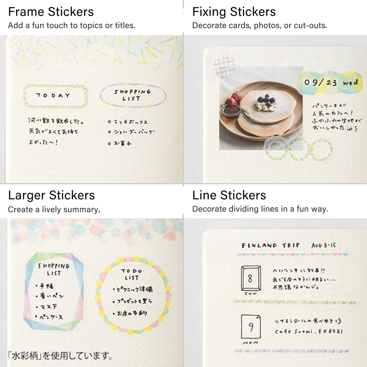 Midori Yuru Log 2 Sheets Sticker Cat - Sticker Sheets