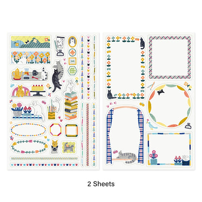 Midori Yuru Log 2 Sheets Sticker Cat - Sticker Sheets