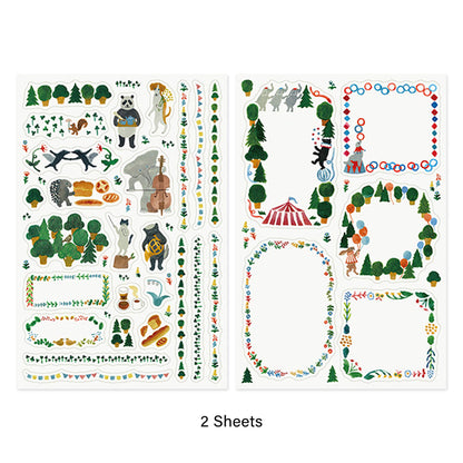 Midori Yuru Log 2 Sheets Sticker Forest Animal - Sticker Sheets