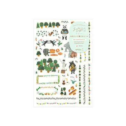 Midori Yuru Log 2 Sheets Sticker Forest Animal - Sticker Sheets