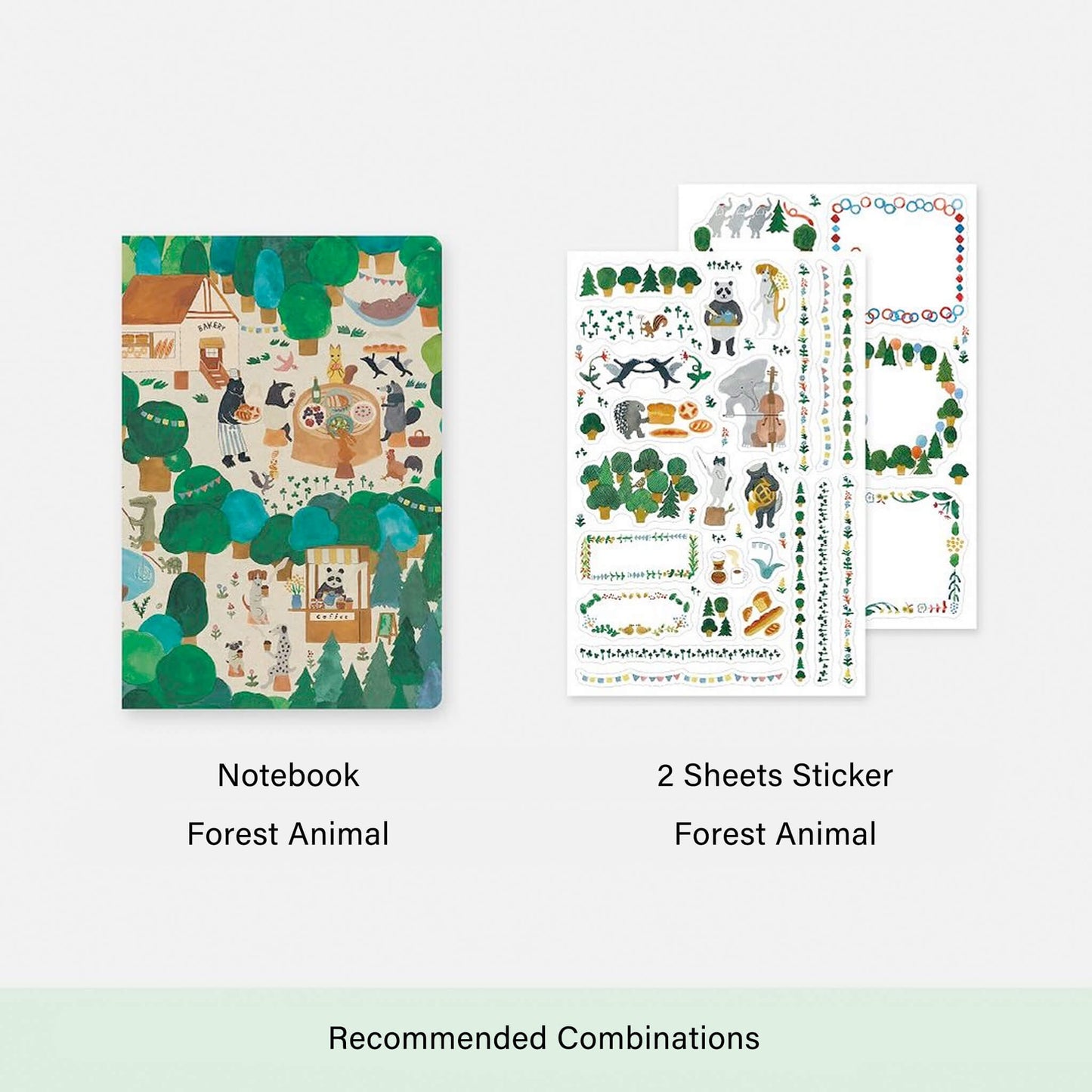 Midori Yuru Log 2 Sheets Sticker Forest Animal - Sticker Sheets