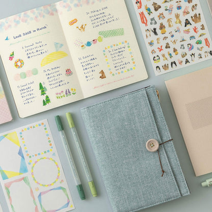 Midori Yuru Log 2 Sheets Sticker Watercolor - Sticker Sheets