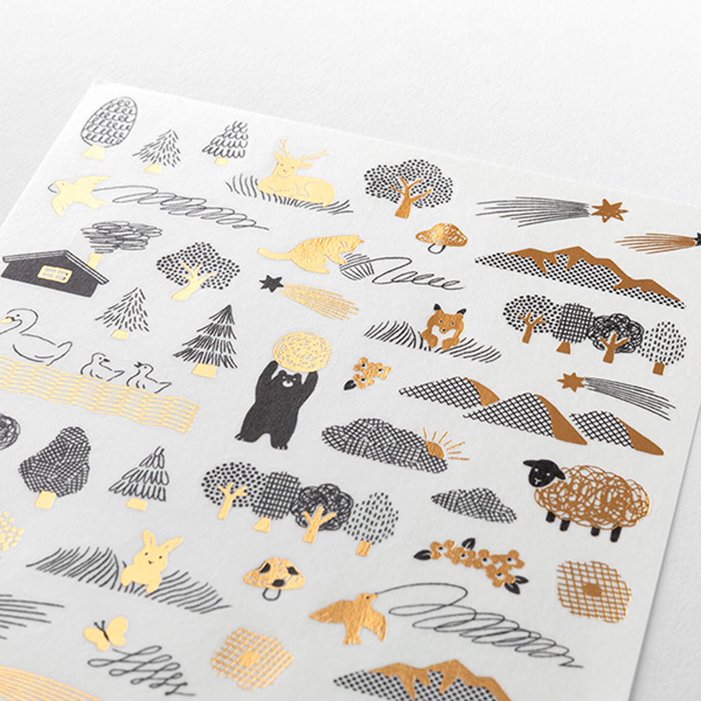 Midori Yuru Log Decorative Correction Sticker - Camouflage Forest - Sticker Sheets
