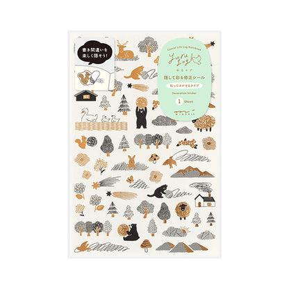 Midori Yuru Log Decorative Correction Sticker - Camouflage Forest - Sticker Sheets