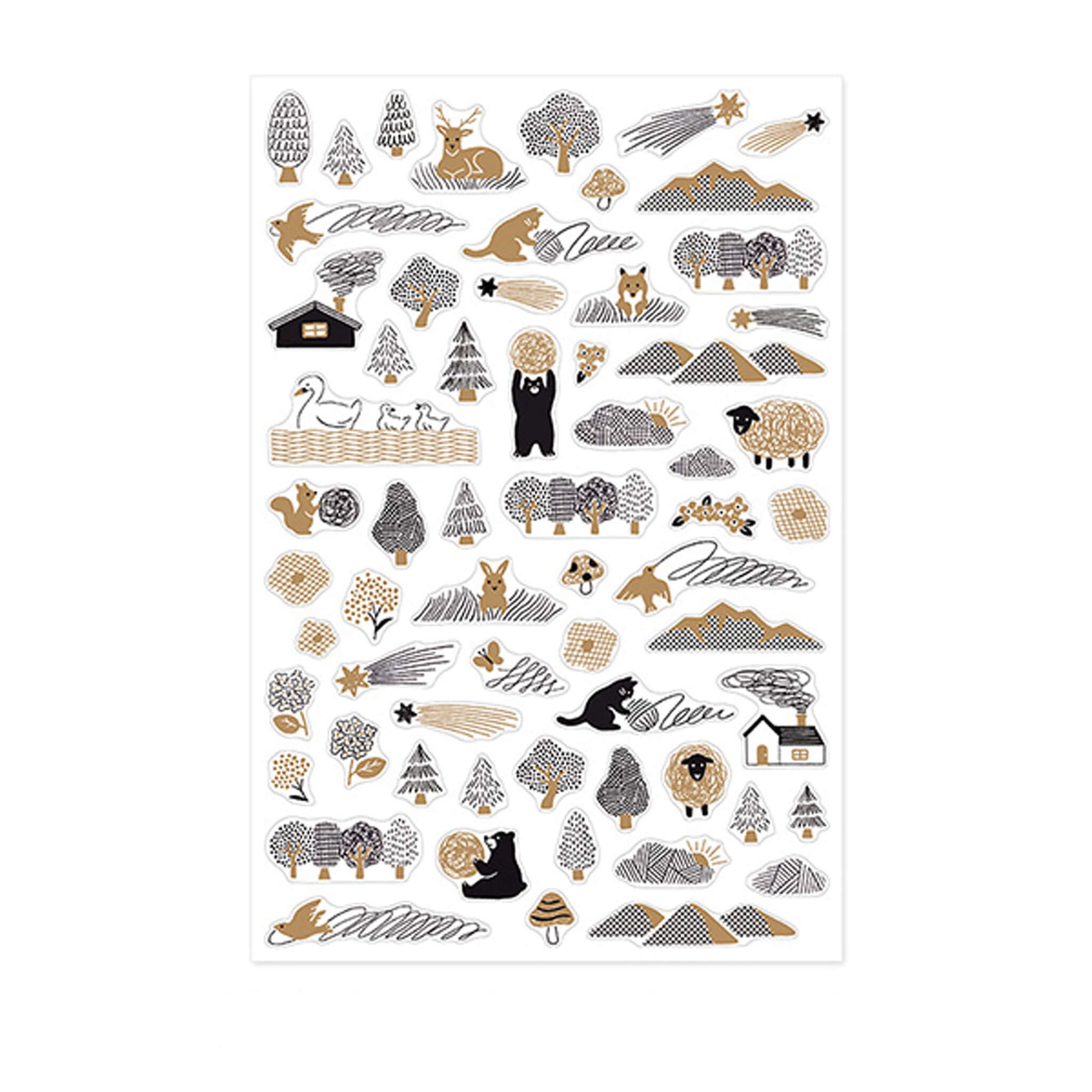 Midori Yuru Log Decorative Correction Sticker - Camouflage Forest - Sticker Sheets