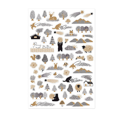 Midori Yuru Log Decorative Correction Sticker - Camouflage Forest - Sticker Sheets