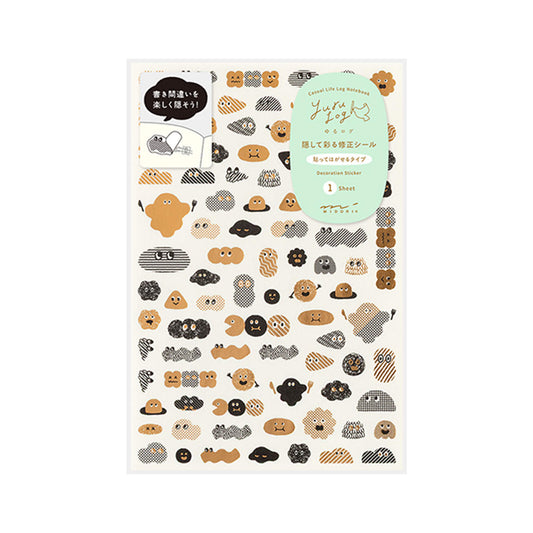 Midori Yuru Log Decorative Correction Sticker - Camouflage Mini Monster - Sticker Sheets